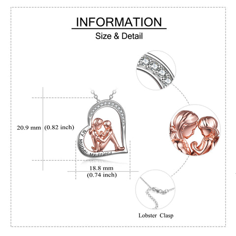 Mother Daughter Necklace 925 Sterling Silver