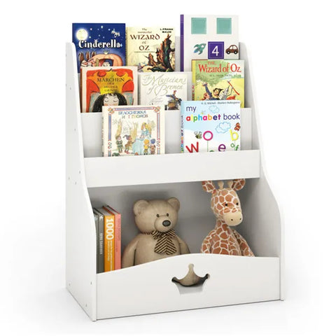 Kids 3-Tier Bookshelf & Toy Storage White - Open Compartment  Hidden Back Space