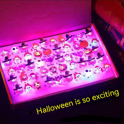 Halloween Luminous Ring Pumpkin Lamp Dress Up Finger LED Light