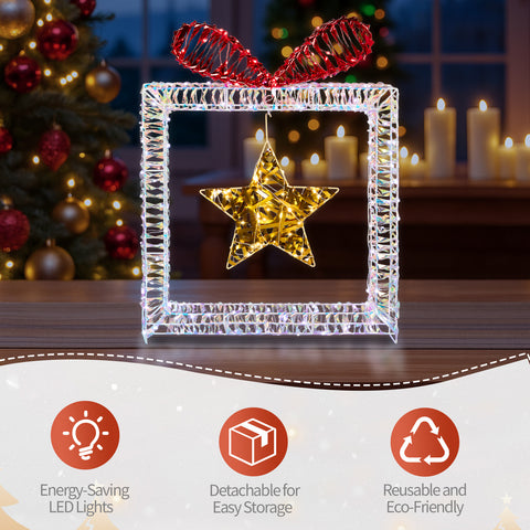 Set Of 3 Lighted Iridescent Cut-out Gift Box Christmas Decorations